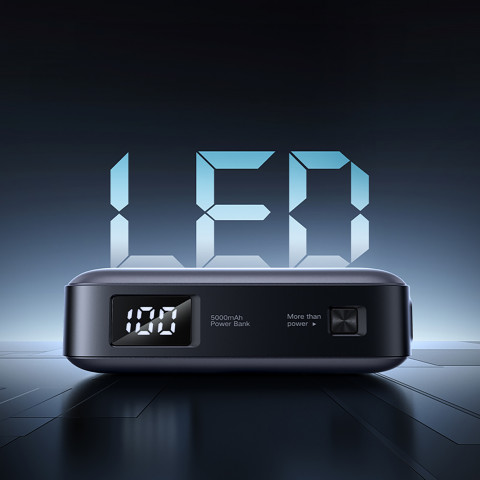 
5000mAh nešiojamas akumuliatorius su integruota USB-C (vyriškas / moteriškas) jungtimi – pilkas
