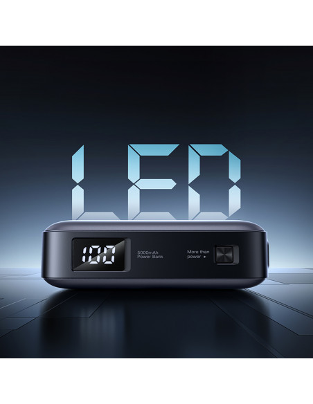 
5000mAh nešiojamas akumuliatorius su integruota USB-C (vyriškas / moteriškas) jungtimi – pilkas
