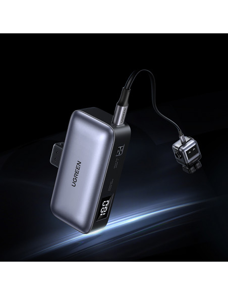 
5000mAh nešiojamas akumuliatorius su integruota USB-C (vyriškas / moteriškas) jungtimi – pilkas
