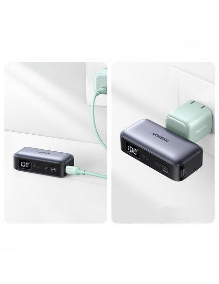 
5000mAh nešiojamas akumuliatorius su integruota USB-C (vyriškas / moteriškas) jungtimi – pilkas
