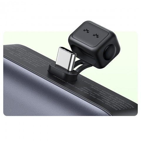 
5000mAh nešiojamas akumuliatorius su integruota USB-C (vyriškas / moteriškas) jungtimi – pilkas
