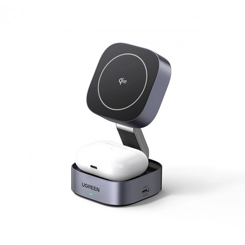 
3in1 „MagSafe Qi2 USB-C“ belaidis įkroviklis telefonui ir ausinėms – juodas
