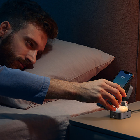 
3in1 „MagSafe Qi2 USB-C“ belaidis įkroviklis telefonui ir ausinėms – juodas
