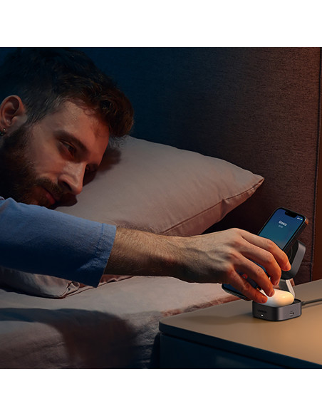 
3in1 „MagSafe Qi2 USB-C“ belaidis įkroviklis telefonui ir ausinėms – juodas
