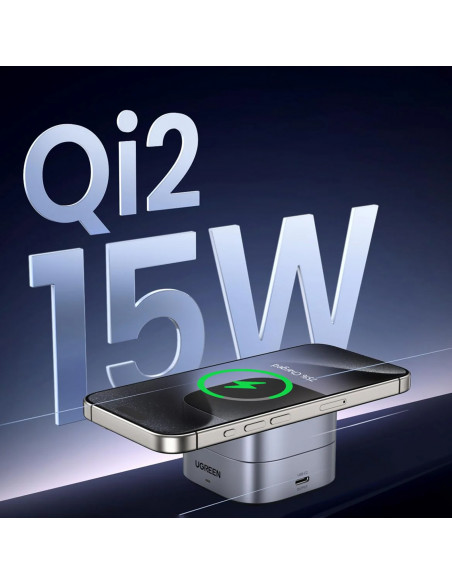 
3in1 „MagSafe Qi2 USB-C“ belaidis įkroviklis telefonui ir ausinėms – juodas
