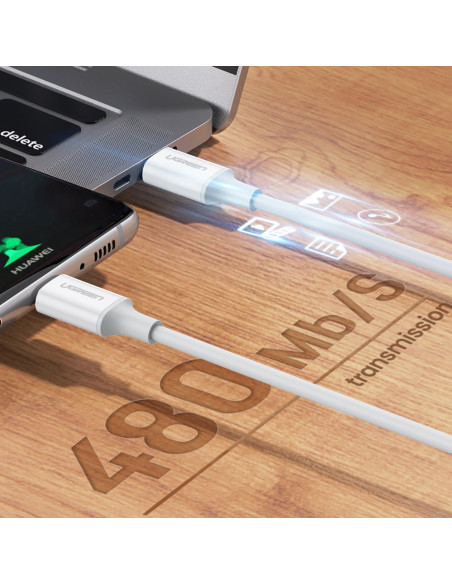 
USB-C - USB-C PD QC AFC laidas 1,5 m - baltas
