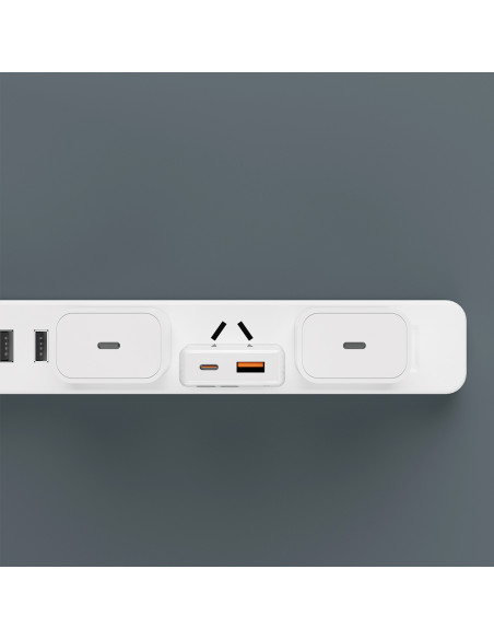 
„GaN“ 30 W USB-A - USB-C sieninis įkroviklis su USB-C laidu - baltas
