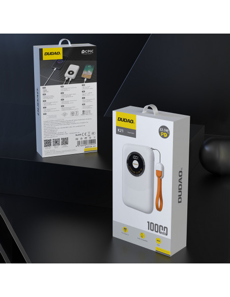 
Įkroviklis K21 Mini 10000mAh 22.5W USB-A / USB-C - smėlio spalvos
