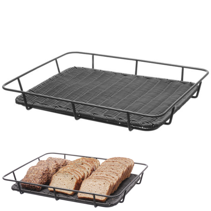 Krepšinis duonos padėklas su nerūdijančio plieno rėmu juodas 400x300x50 mm - Hendi 426555 Krepšinis duonos padėklas su nerūdijančio plieno rėmu juodas 400x300x50 mm - Hendi 426555
