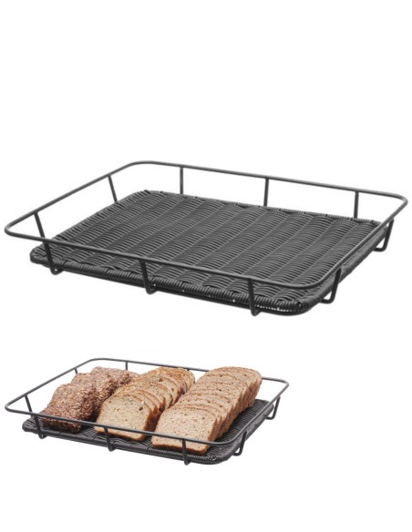 Krepšinis duonos padėklas su nerūdijančio plieno rėmu juodas 400x300x50 mm - Hendi 426555 Krepšinis duonos padėklas su nerūdijančio plieno rėmu juodas 400x300x50 mm - Hendi 426555