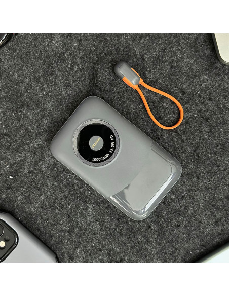 
Išorinė baterija K21 Mini 10000mAh 22.5W USB-A / USB-C - pilka
