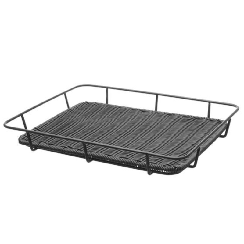 Krepšinis duonos padėklas su nerūdijančio plieno rėmu juodas 400x300x50 mm - Hendi 426555