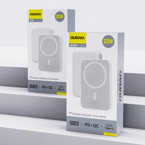 
Nešiojamoji baterija K26S 5000mAh 20W USB-A / USB-C / MagSafe - balta
