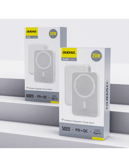 
Nešiojamoji baterija K26S 5000mAh 20W USB-A / USB-C / MagSafe - balta
