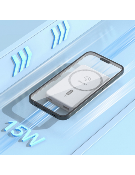 
K14S+ 10000mAh išorinė baterija su 20W stovu USB-A / USB-C / MagSafe - balta
