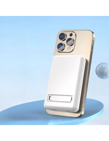 
K14S+ 10000mAh išorinė baterija su 20W stovu USB-A / USB-C / MagSafe - balta
