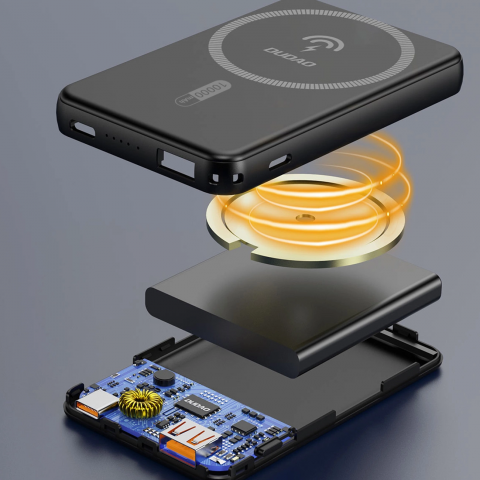 
K14S+ 10000mAh išorinė baterija su 20W stovu USB-A / USB-C / MagSafe - juoda
