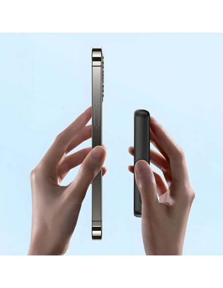 
K14S+ 10000mAh išorinė baterija su 20W stovu USB-A / USB-C / MagSafe - juoda
