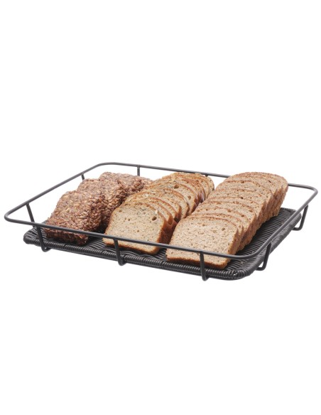 Krepšinis duonos padėklas su nerūdijančio plieno rėmu juodas 400x300x50 mm - Hendi 426555 Krepšinis duonos padėklas su nerūdijančio plieno rėmu juodas 400x300x50 mm - Hendi 426555