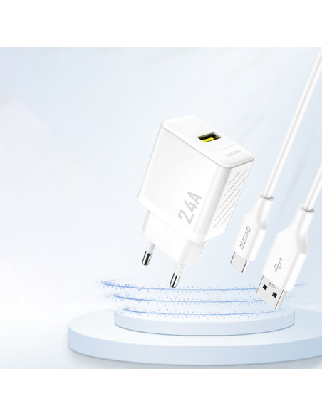 
2,4 A USB-A sieninis įkroviklis – baltas
