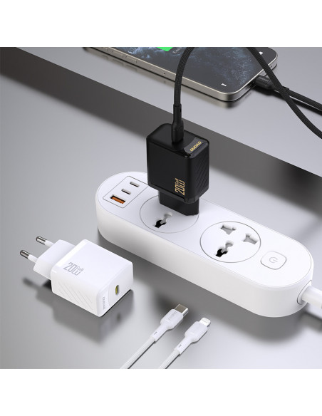 
PD20W GaN USB-C sieninis įkroviklis – juodas
