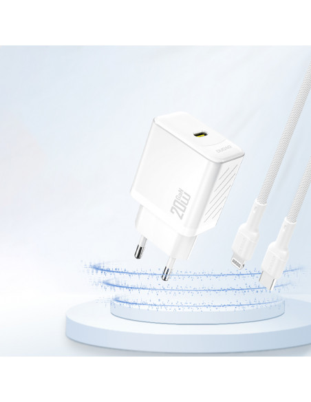 
PD20W GaN USB-C sieninis įkroviklis – baltas
