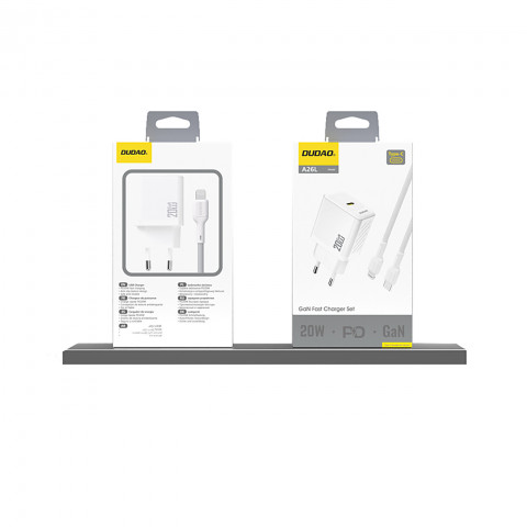 
PD20W GaN USB-C sieninis įkroviklis – baltas
