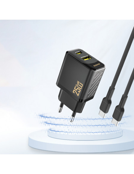 
25 W greitas sieninis įkroviklis USB-A USB-C – juodas
