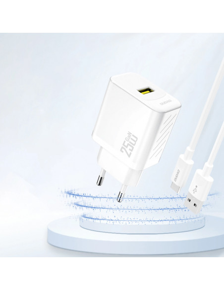 
GaN 25W USB-A sieninis įkroviklis – baltas
