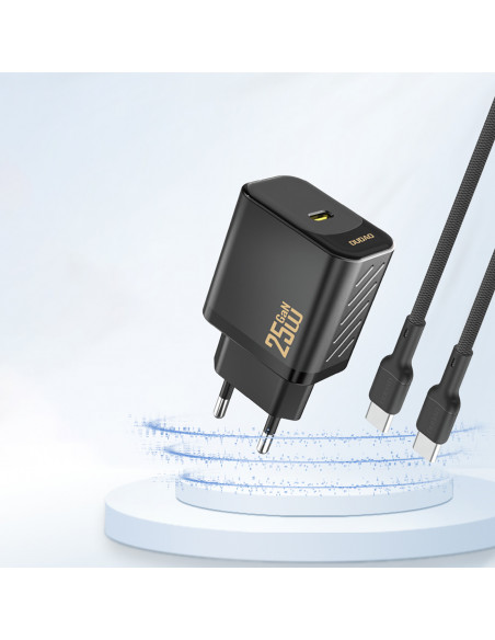 
25 W GaN USB-C sieninis įkroviklis – juodas
