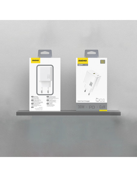 
30 W PD GaN USB-C greitasis sieninis įkroviklis – baltas
