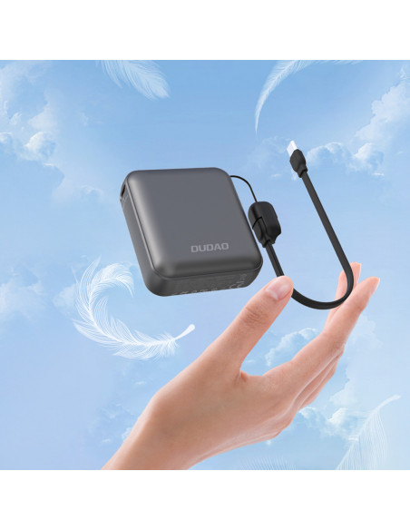 
K22+ 10000mAh išorinė baterija su pakabuku ir 22,5 W USB-C laidu – pilka
