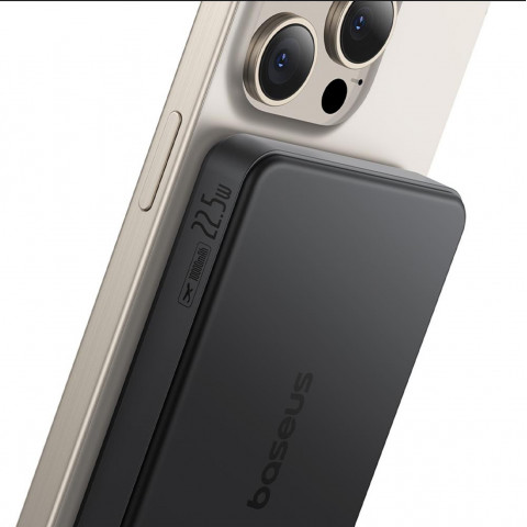 
„Airpow II“ 10000mAh „Qi2 MagSafe“ išorinė baterija, 22,5 W, su USB-C laidu, 20 V, 3 A, 30 cm – juoda
