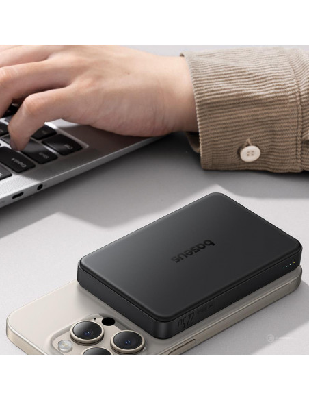 
„Airpow II“ 10000mAh „Qi2 MagSafe“ išorinė baterija, 22,5 W, su USB-C laidu, 20 V, 3 A, 30 cm – juoda
