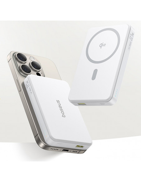 
„Airpow II“ 10000mAh „Qi2 MagSafe“ išorinė baterija, 22,5 W, su USB-C laidu, 20 V, 3 A, 30 cm – balta
