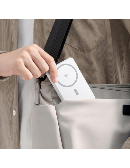 
„Airpow II“ 10000mAh „Qi2 MagSafe“ išorinė baterija, 22,5 W, su USB-C laidu, 20 V, 3 A, 30 cm – balta
