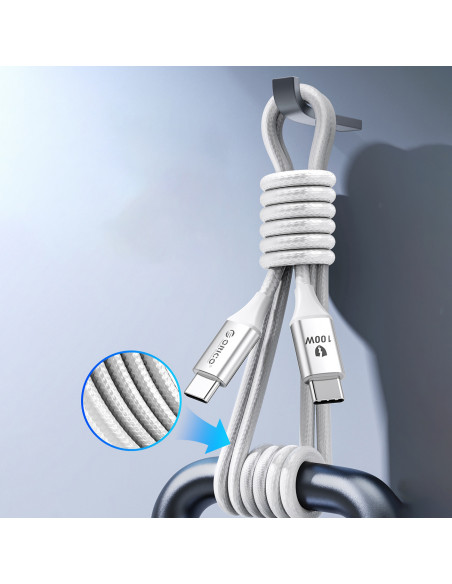 
CDX 100W 5A maitinimo laidas USB-C 1m - baltas
