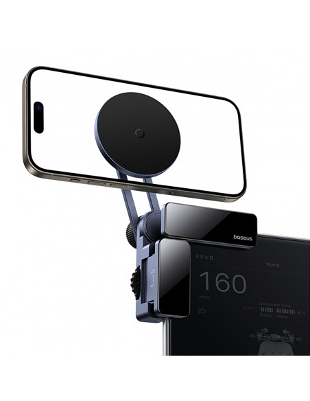 
Magnetinis automobilio telefono laikiklis, tvirtinamas prie ekrano - pilkas
