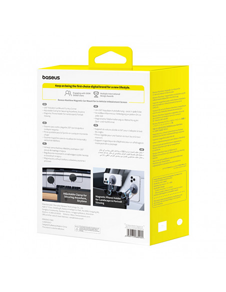 
Magnetinis automobilio telefono laikiklis, tvirtinamas prie ekrano - pilkas
