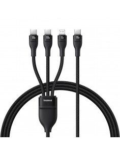 
3in1 „Flash Series 3“ 100 W USB-C laidas – 2 x USB-C iPhone „Lightning“ 1,5 m – juodas
