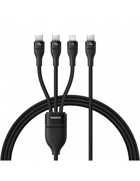 
3in1 „Flash Series 3“ 100 W USB-C laidas – 2 x USB-C iPhone „Lightning“ 1,5 m – juodas
