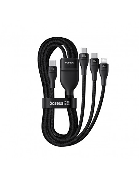 
3in1 „Flash Series 3“ 100 W USB-C laidas – 2 x USB-C iPhone „Lightning“ 1,5 m – juodas

