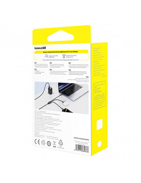 
3in1 „Flash Series 3“ 100 W USB-C laidas – 2 x USB-C iPhone „Lightning“ 1,5 m – juodas
