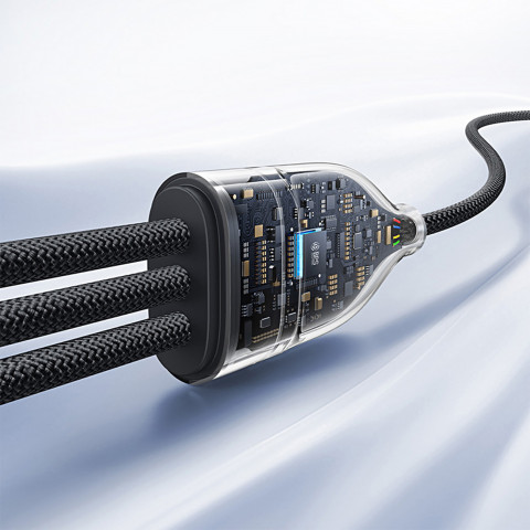 
3in1 „Flash Series 3“ 100 W USB-C laidas – 2 x USB-C iPhone „Lightning“ 1,5 m – juodas
