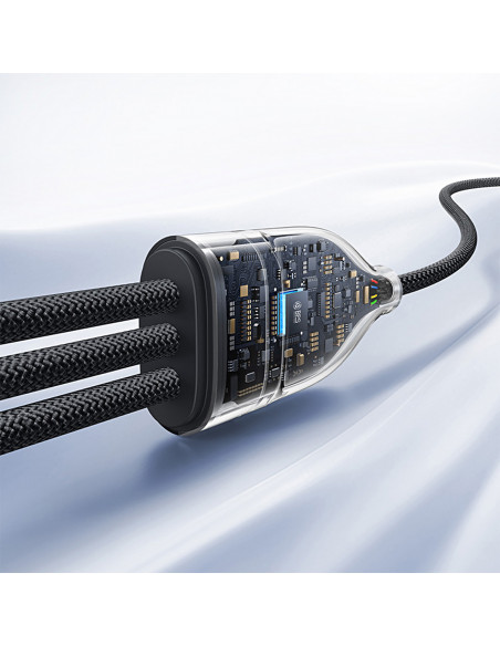 
3in1 „Flash Series 3“ 100 W USB-C laidas – 2 x USB-C iPhone „Lightning“ 1,5 m – juodas
