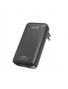 
Itin plonas GaN kelioninis sieninis įkroviklis 65 W USB-A USB-C PD ES/ JAV – juodas
