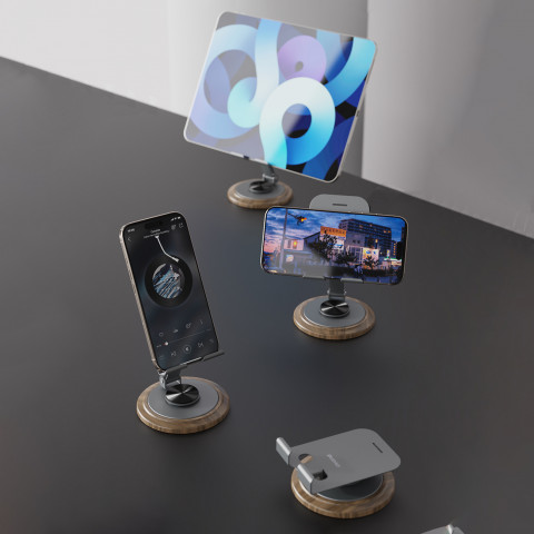 
360 laipsnių metalinis telefono stovas – pilkas
