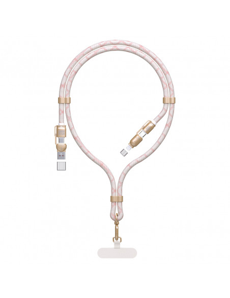 
4in1 kabelis-virvelė USB-A / USB-C / iPhone Lightning PD QC 65W 1.5m - rožinis
