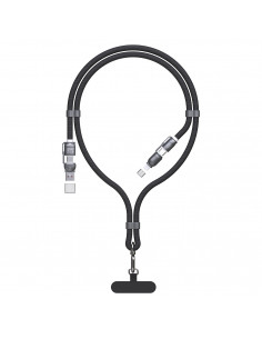 
4in1 kabelis-virvelė USB-A / USB-C / iPhone Lightning PD QC 65W 1.5m - juodas
