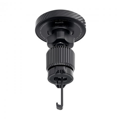 
Automobilinis laikiklis su magnetiniu įkrovikliu Qi2 15W telefonui, skirtas oro išleidimo angai - juodas
